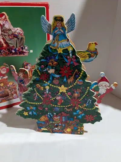 VTG Wooden Christmas Tree Motion Music Box  Works Table Shelf, View more