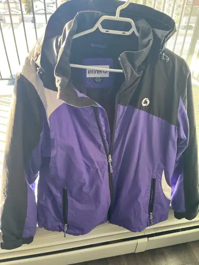 XL Ladies Hooded Quilted Zippered Jacket (Purple w/Black +White), View more