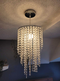 Crystal and chrome ceiling pendant light