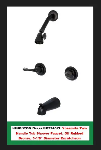 (NEW) KINGSTON Brass Yosemite 2 Handle Tub Shower Faucet 3 1/8", View more