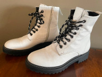 Ladies White Leather Boots