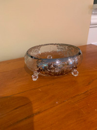 Beautiful Vintage glass bowl with silver overlay