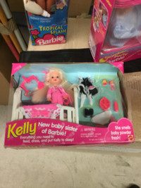 Vtg Mattel 1994 KELLY Baby Sister of Barbie Doll Crib & Nursery