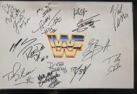 LEGENDS OF WRESTLING AUTOGRAPHED 11X17 WWF / WWE RETRO LOGO