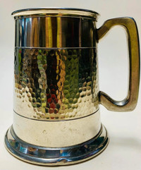 Vintage Mug,Tankard, Stein, hand hammered, glass bottom