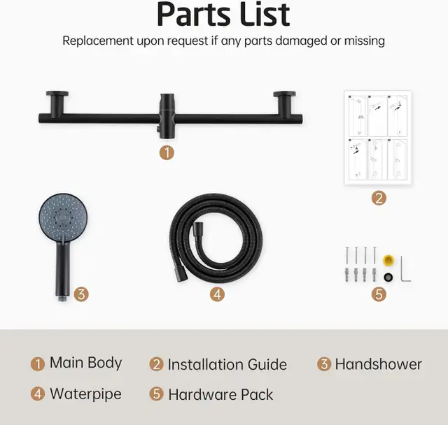 New Shower Head with Hose and Adjustable Shower Slide Bar/Black in Bathwares in Calgary - Image 6