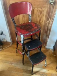 Chaise; tabou de cuisine vintage en métal milieu du siècle 