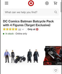 BNIB Batcycle Batman posable action figures. Target Exclusive.