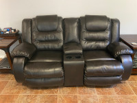 Black leather two seater 