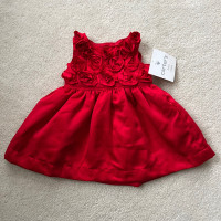 Carter’s Baby: Newborn Girls Red Satin Sleeveless Dress Rosettes
