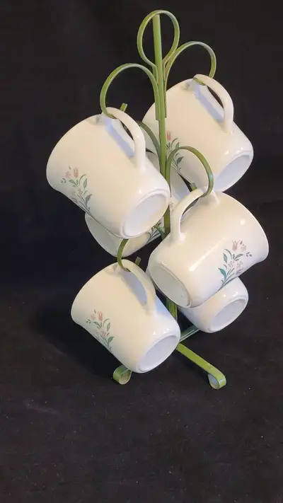 Set of 6 Vintage Corning Rosemarie Coffee Mugs, View more
