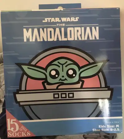 New in Box 15 pairs of Star Wars the Mandalorian Kids Socks, View more