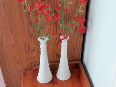 BUD VASES ~ Vintage 1960’s ~ MILK GLASS, View more