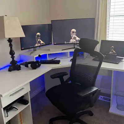 Bestar Hampton L-Shaped Corner Gaming Desk - White | Used, View more