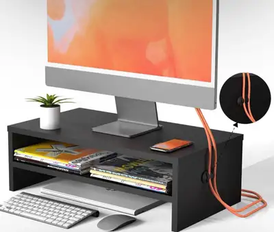 2 Tier Wood Computer Monitor Stand Riser With 16.7 Inch Shelf , View more