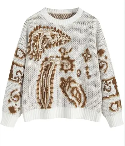 Women's Knitted Crewneck Comfy Long Sleeve Pullover Sweater-S, View more