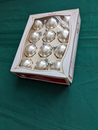 Set of 12 Vintage Fieldcraft Silver Glass Ornaments