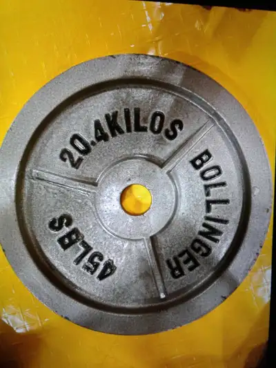 Bollinger brand Olympic weight plates 2x 45 lbs for $100**, View more