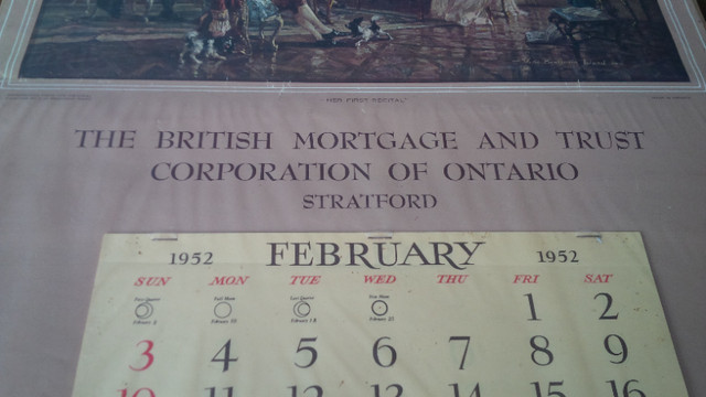 Old Calendar, British Mortgage and Trust Corporation of Ontario in Arts & Collectibles in Stratford - Image 2