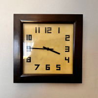  Wooden glass retro wall clock 12”