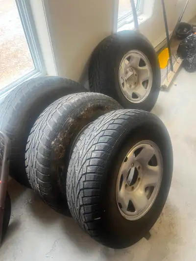 Set of 16in steel rims used on 2021 Toyota Tacoma Off-Road. Rims are very well cared for. Tires are...