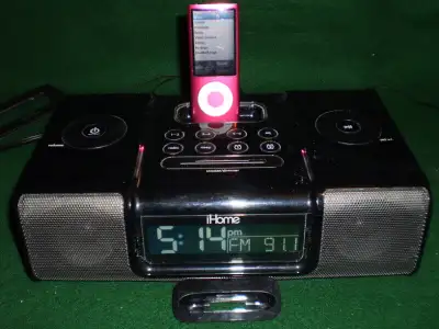 iHome iP9 Stereo AM FM Clock Radio with Apple Dock and Line In, View more