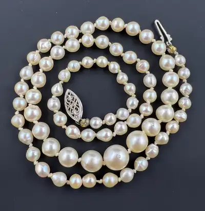 Vintage Graduated Pearl Necklace, View more