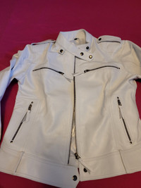 White, real leather, jacket