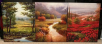 3 Panels Of Canvas Paintings