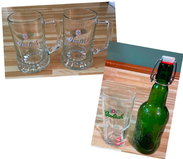Bouteille, 2 bocks et 1 verre Grolsch dans Art et objets de collection  à Trois-Rivières