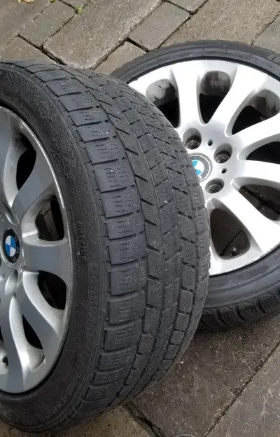 SNOW TIRES , BMW 3 SERIES - 4 OEM RIMS 4 OEM BMW RIMS 245/45/ R17 Continental / Evergreen SNOW Tires...