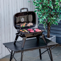 23" Portable Tabletop Steel Charcoal Grill Foldable Outdoor BBQ 