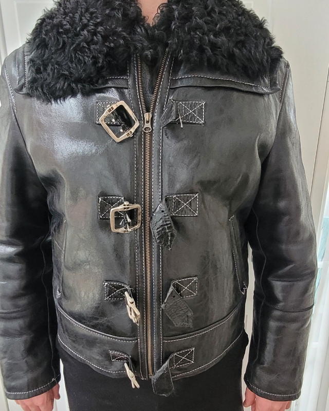NEW Men's Designer Leather Winter Jacket. Size Medium in Men's in Bedford - Image 2