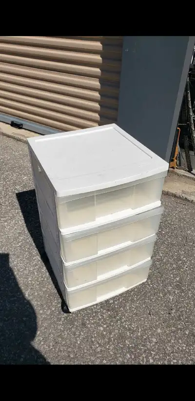 Organize your space with this practical Sterilite 4-drawer storage cart featuring clear drawers for...