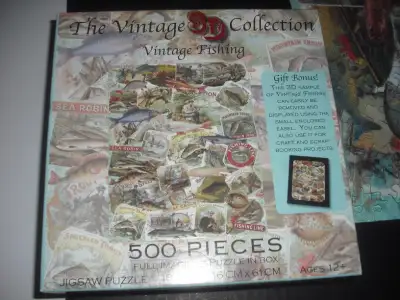 The Vintage Fishing 3D Collection Puzzle - 500 pieces used puzzle all the pieces are there- one of t...