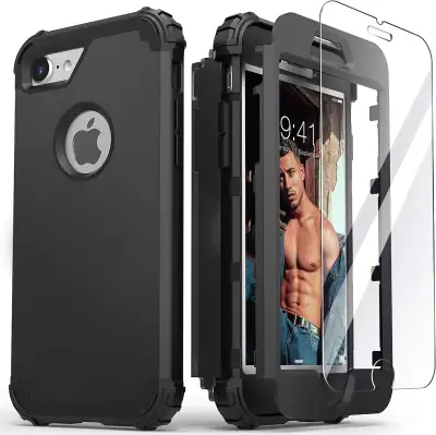 Iphone 7/8 hybrid silicone/plastic black case