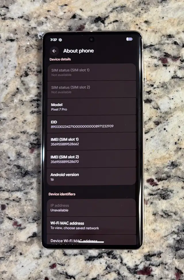 Google Pixel 7Pro 128 GB - Shattered Back65192924947073121