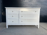 White project dresser with new drawer knobs