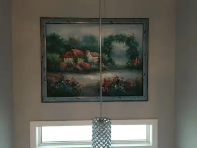 BEAUTIFUL FLOWER PAINTING WITH HOUSE, View more