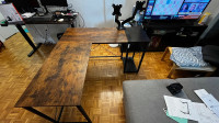 L-shaped Office desk and Dual monitor stand