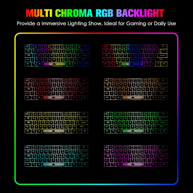 ZIYOU LANG K61  Gaming Keyboard Mini Portable with Rainbow RGB in Mice, Keyboards & Webcams in Belleville - Image 3