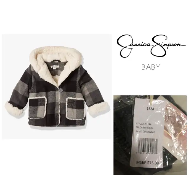 JESSICA SIMPSON BABY - 18M - NWT - BABY GIRLS /INFANT PLAID COAT in Clothing - 12-18 Months in Kingston - Image 2