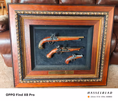 Nice piece of history in a frame, museum quality. They are: French Flintlock18th century pistol Germ...