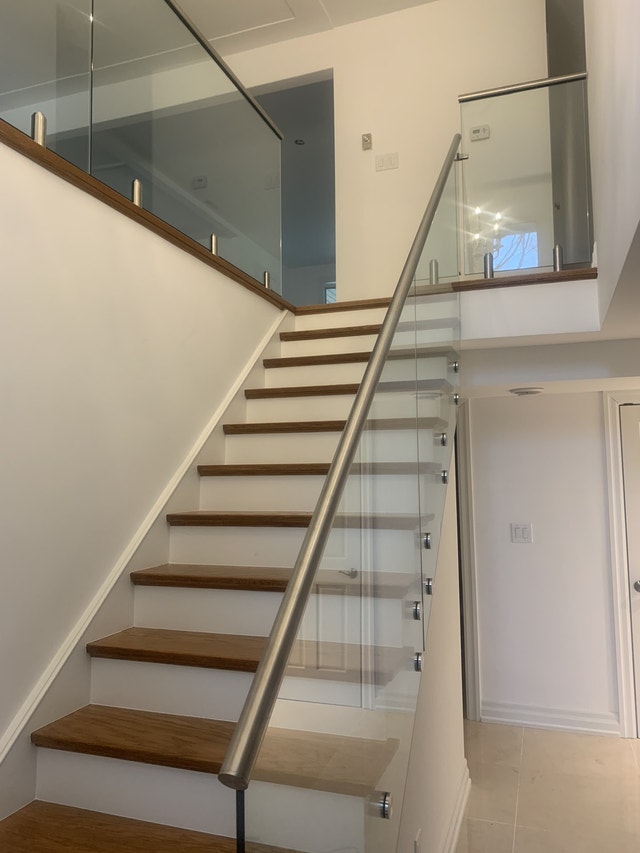 STAIR GLASS RAILING DECKS OFFICE ENTRANCES PARTITIONS ENCLOSURES