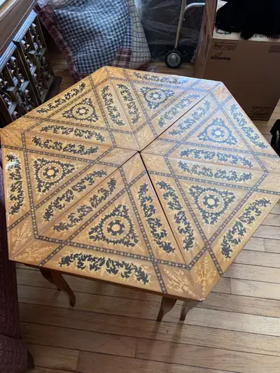 6 Piece Italian inlaid side tables with music boxes, View more