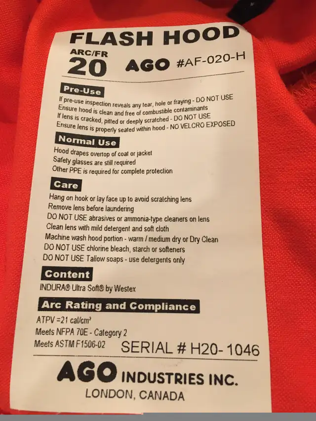 NEW Flash hood, ARC-FR 20 AGO #AF-020-H in Other in Oakville / Halton Region - Image 3