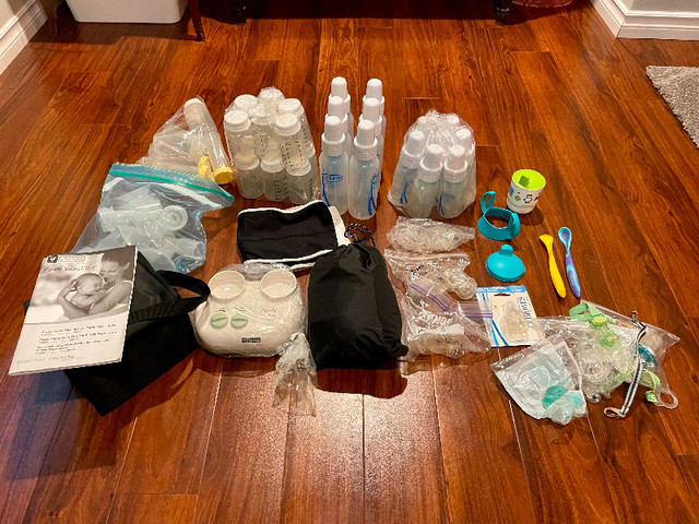 Ameda Breast Pump and large lot of Baby Bottles & Feeding items in Feeding & High Chairs in Winnipeg