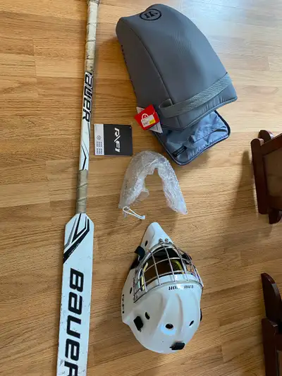 Warrior Goalie helmet SR S/M and Bauer STK JR stick, View more