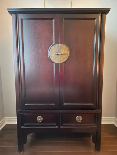 Beautiful Structube cabinet in a rich dark wood finish, perfect as a media cabinet, bar cabinet, or...