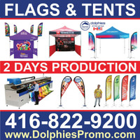 Custom Outdoor Advertising Flag Signs & Pop Up Tent Canopies